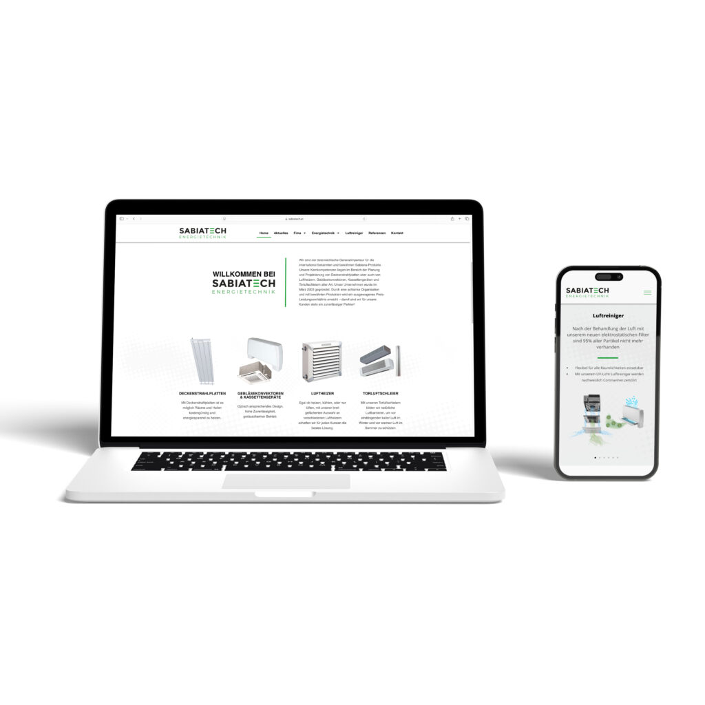 Mockup mit dem neuen Design für die Webseite für die Firma Sabiatech
